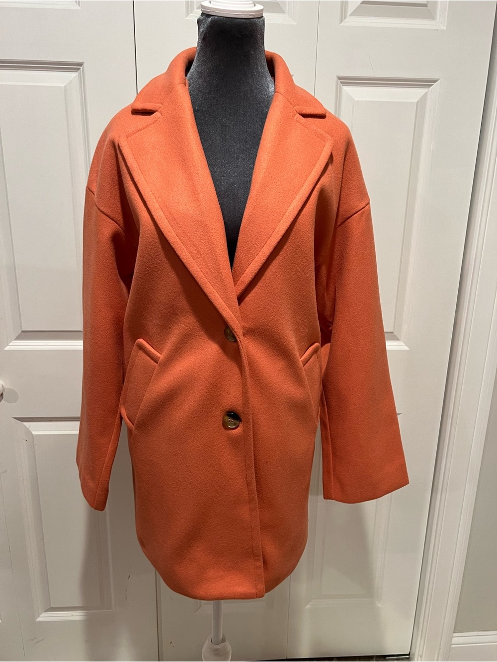 Chocolate USA Orange Single-Breasted Oversized Trench Coat